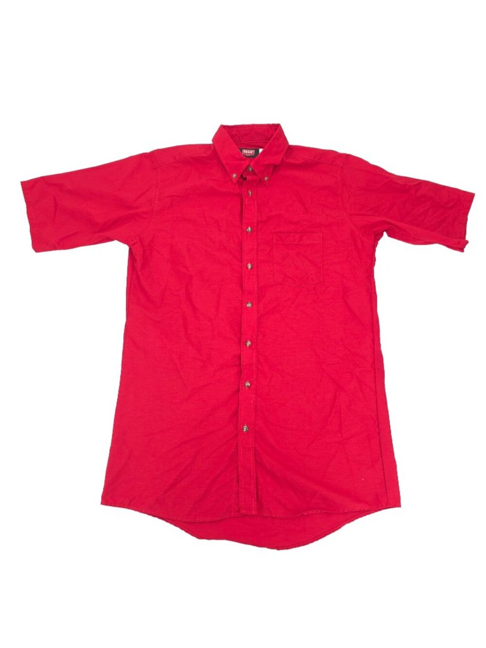 Red Kap 1923 Poplin Button Shirt Mens Large Red Work Pocket Short Sleeve